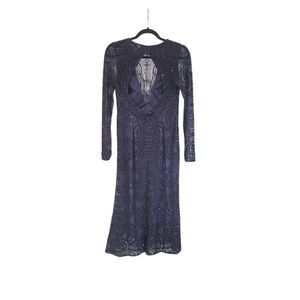 AIDAN MADDOX Navy Beaded long sleeve dress size 4